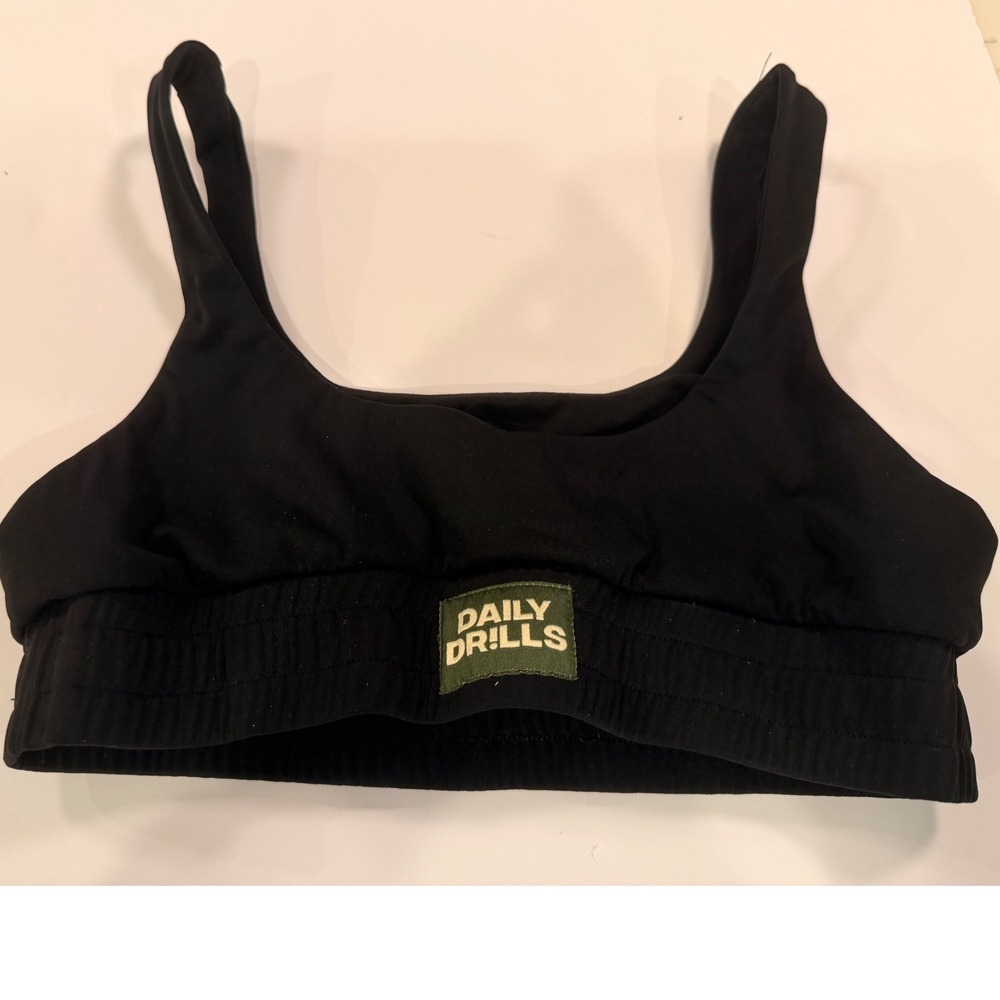 Daily Drills Go! Lawson Sports Bra Black Medium NWOT Logo Band Activewear